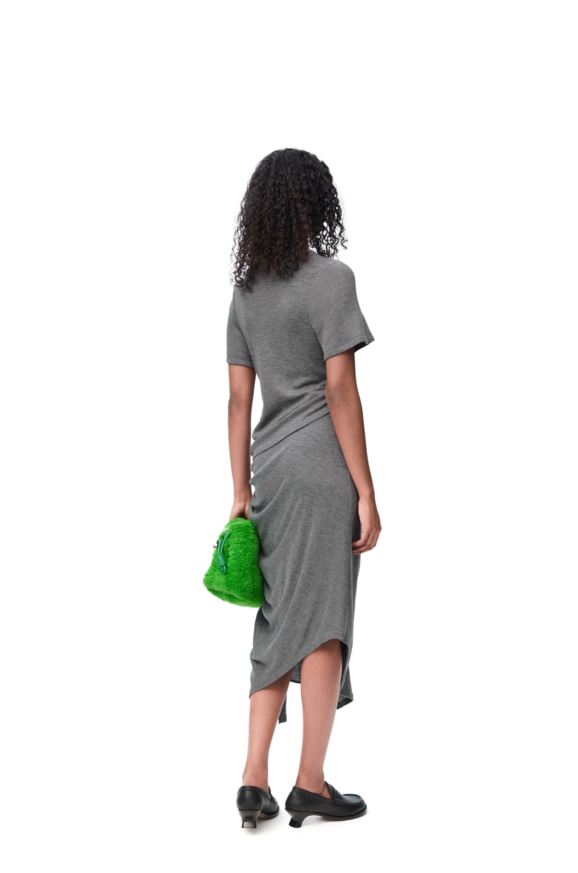Draped dress in stretch viscose and cashmere - 3