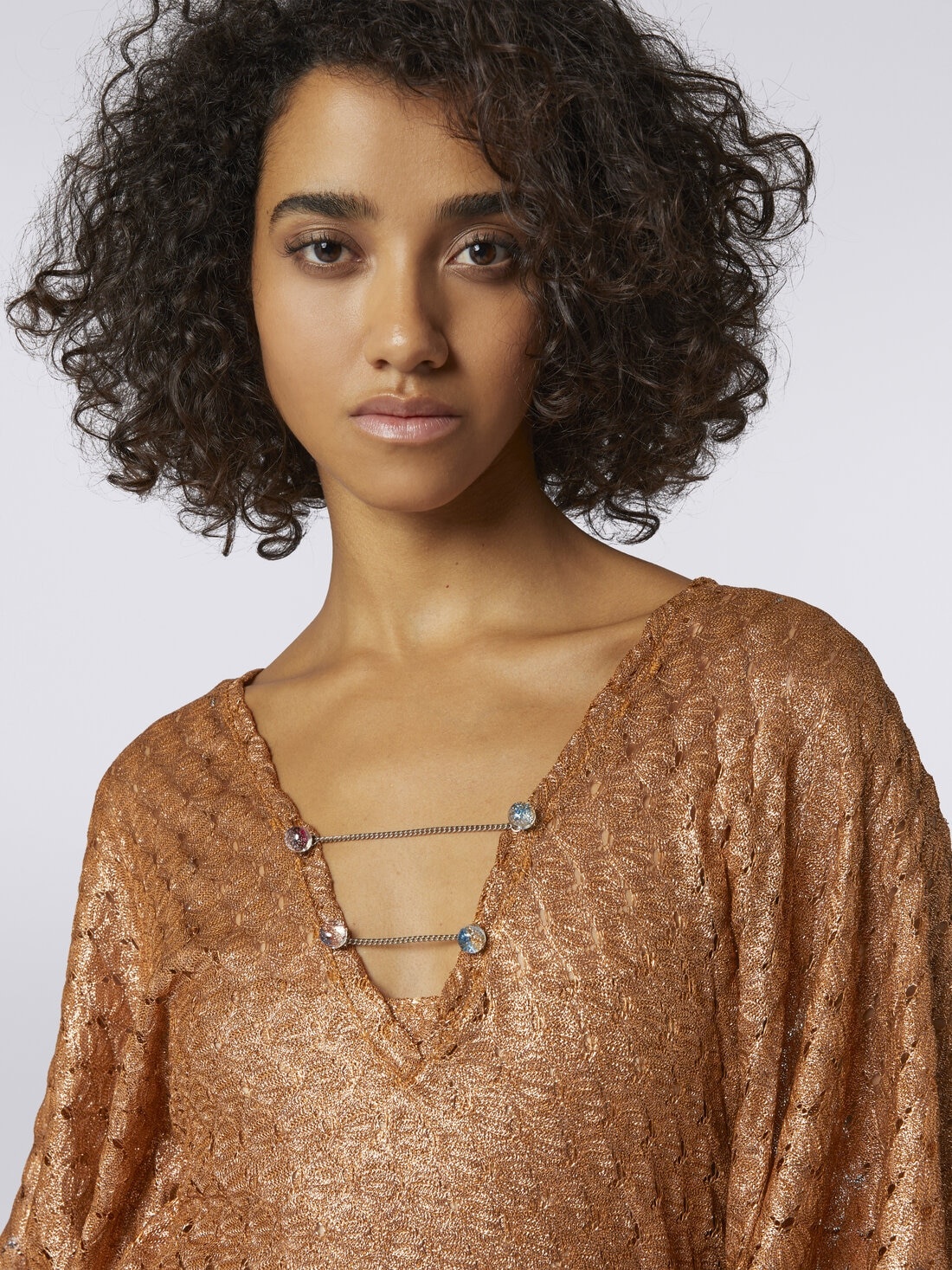 Short lace-effect cover up kaftan - 5