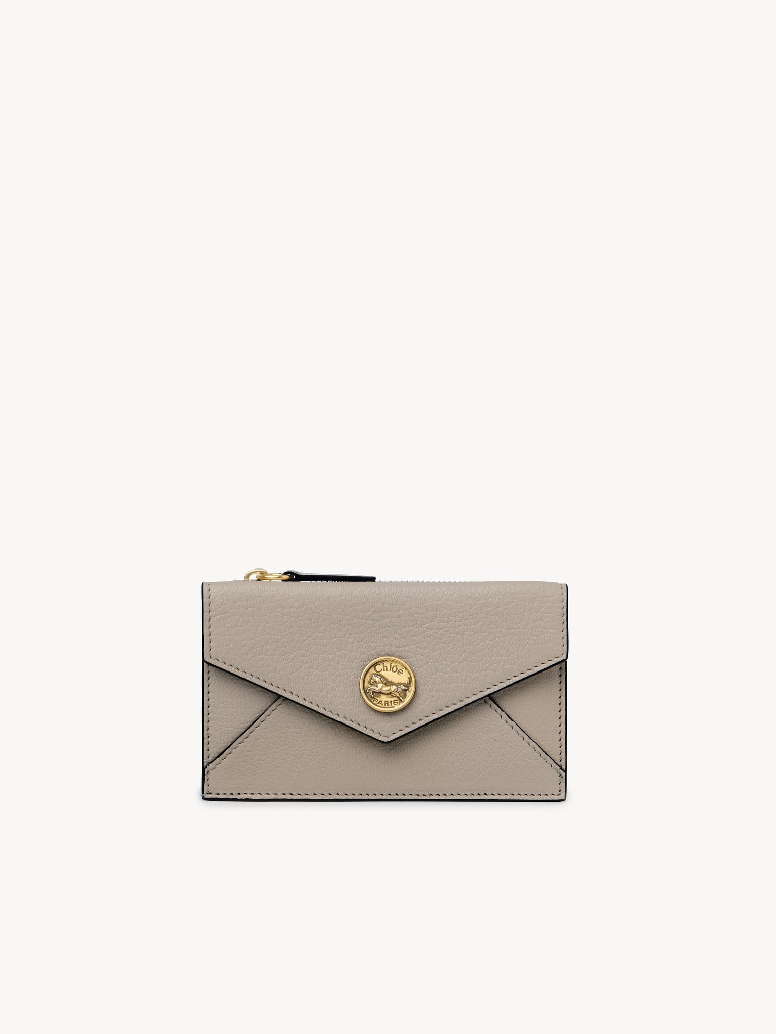 SMALL ENVELOPE PURSE WITH CARD SLOTS IN GRAINED LEATHER - 1