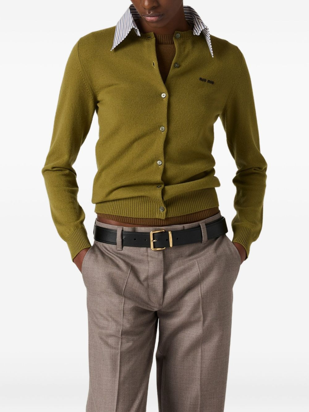 detachable-collar cashmere cardigan - 2
