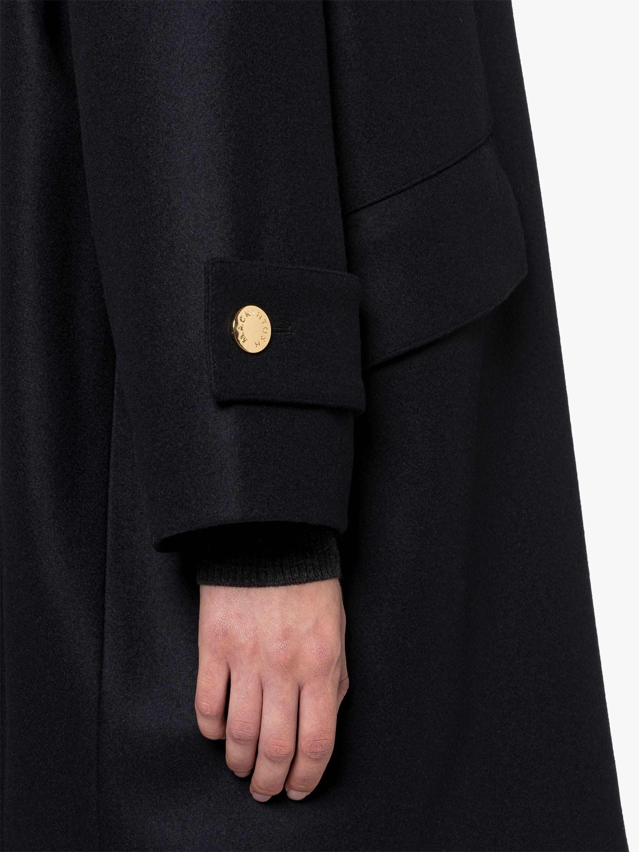HUMBIE NAVY WOOL COLLARLESS COAT - 6