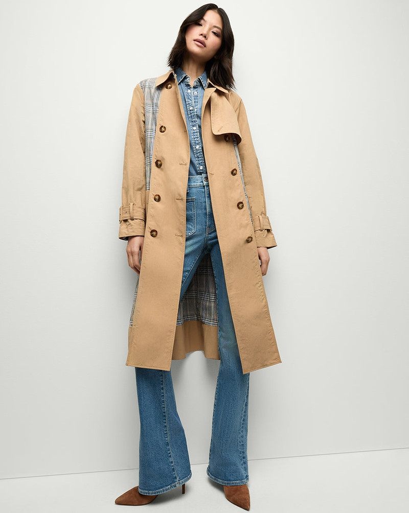 VERONICA BEARD LIAM PATCHWORK TRENCH COAT outlook