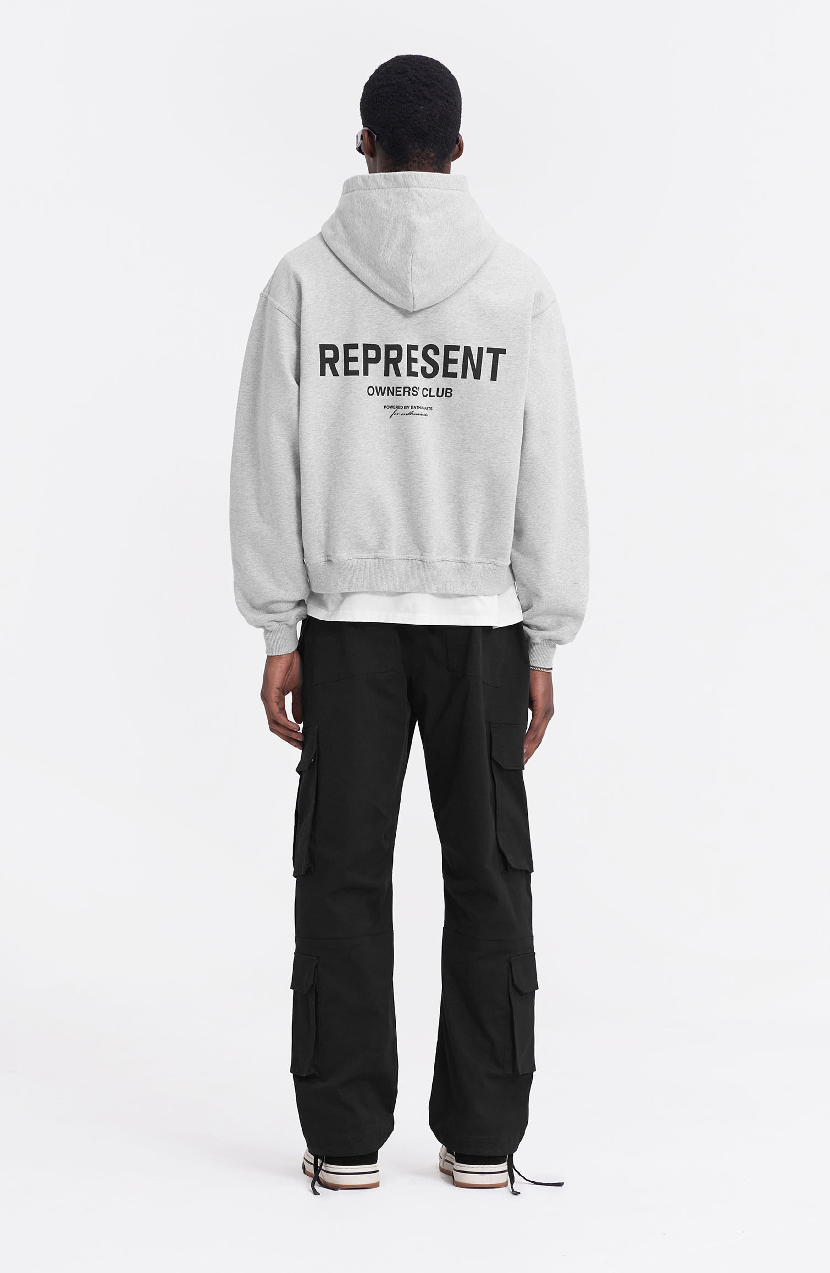 Represent Owners' Club Script Graphic Zip Hoodie in Ash Grey at Nordstrom - 7