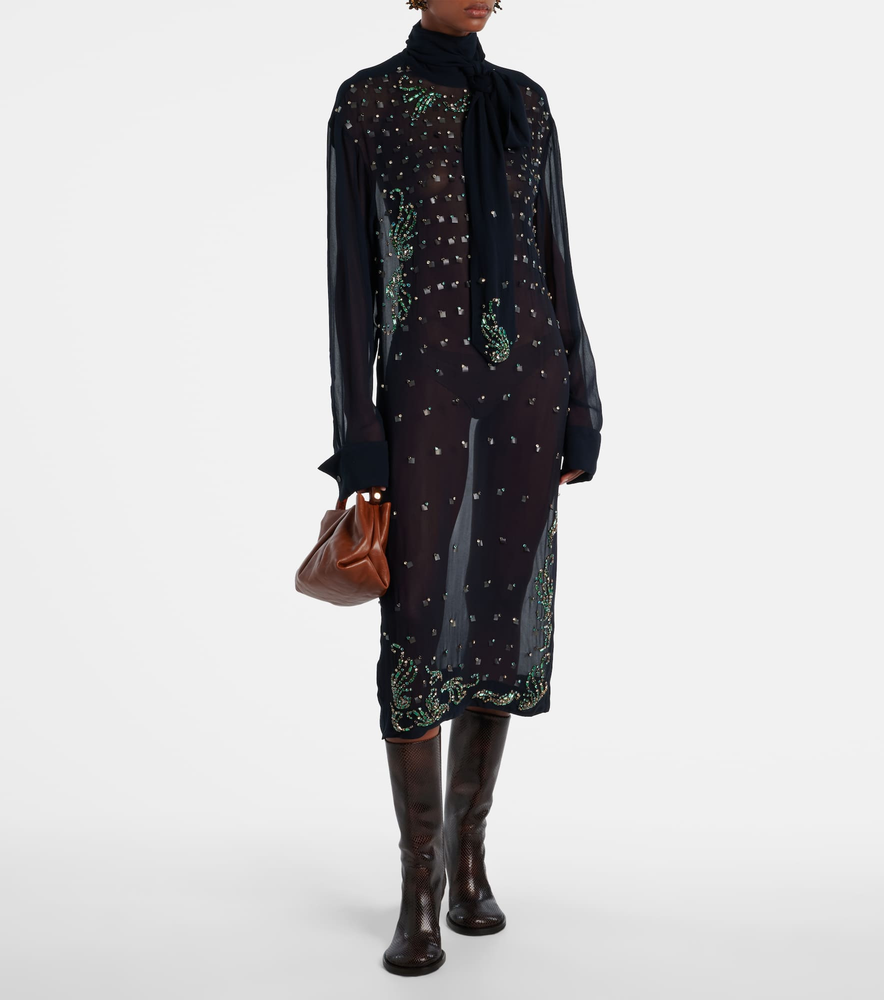 Embellished sheer midi dress - 2