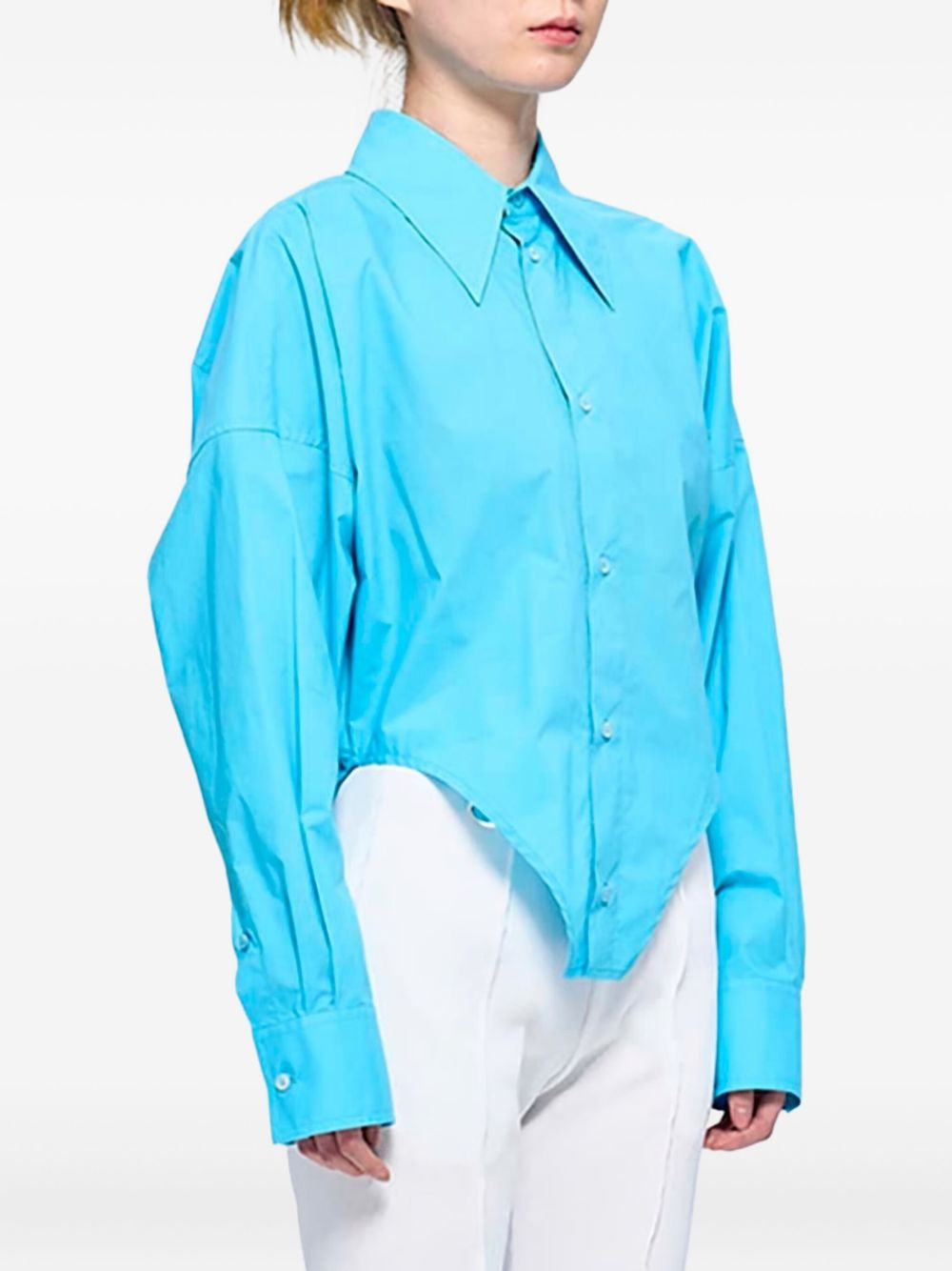 long-sleeved pointed-hem shirt - 3