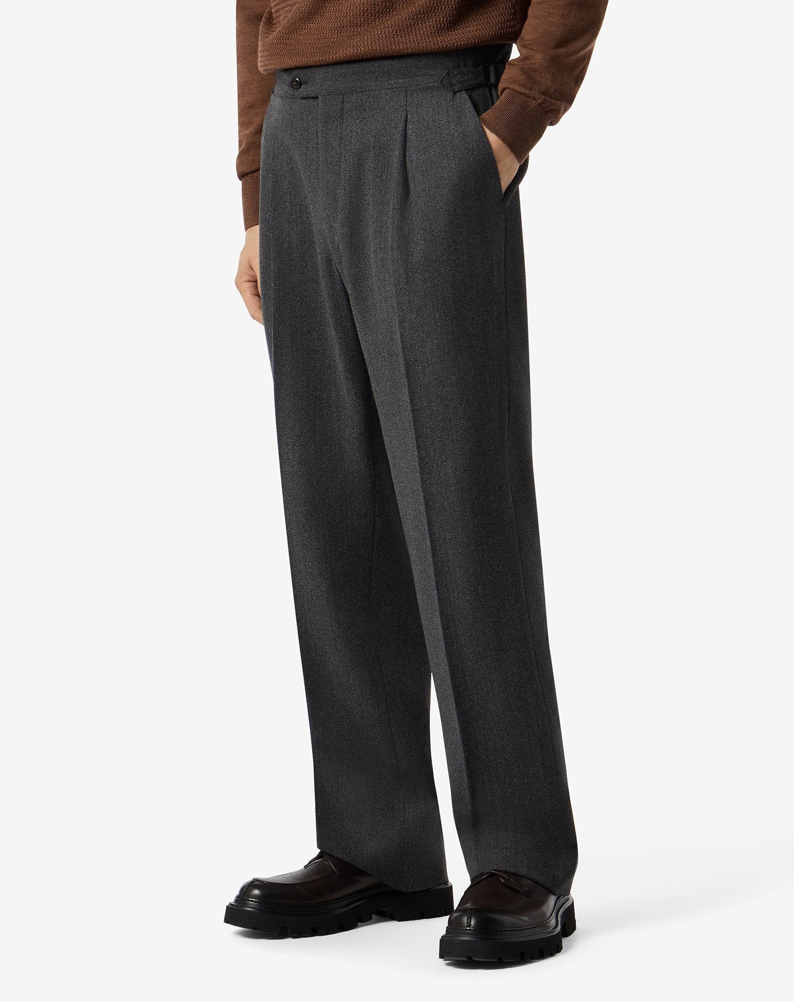 Grey wool and cotton trousers - 3
