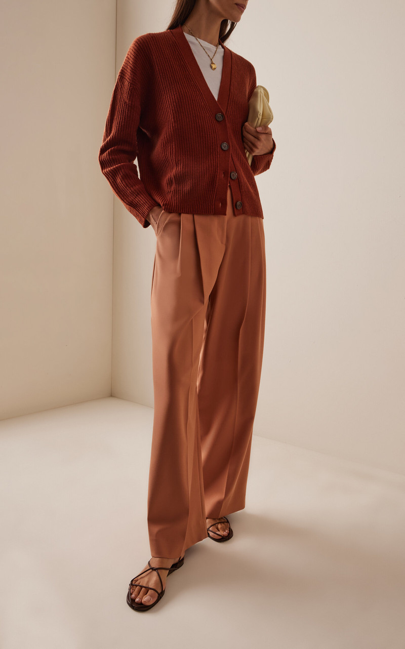 Jenni Kayne Cropped Cashmere Cocoon Cardigan brown outlook