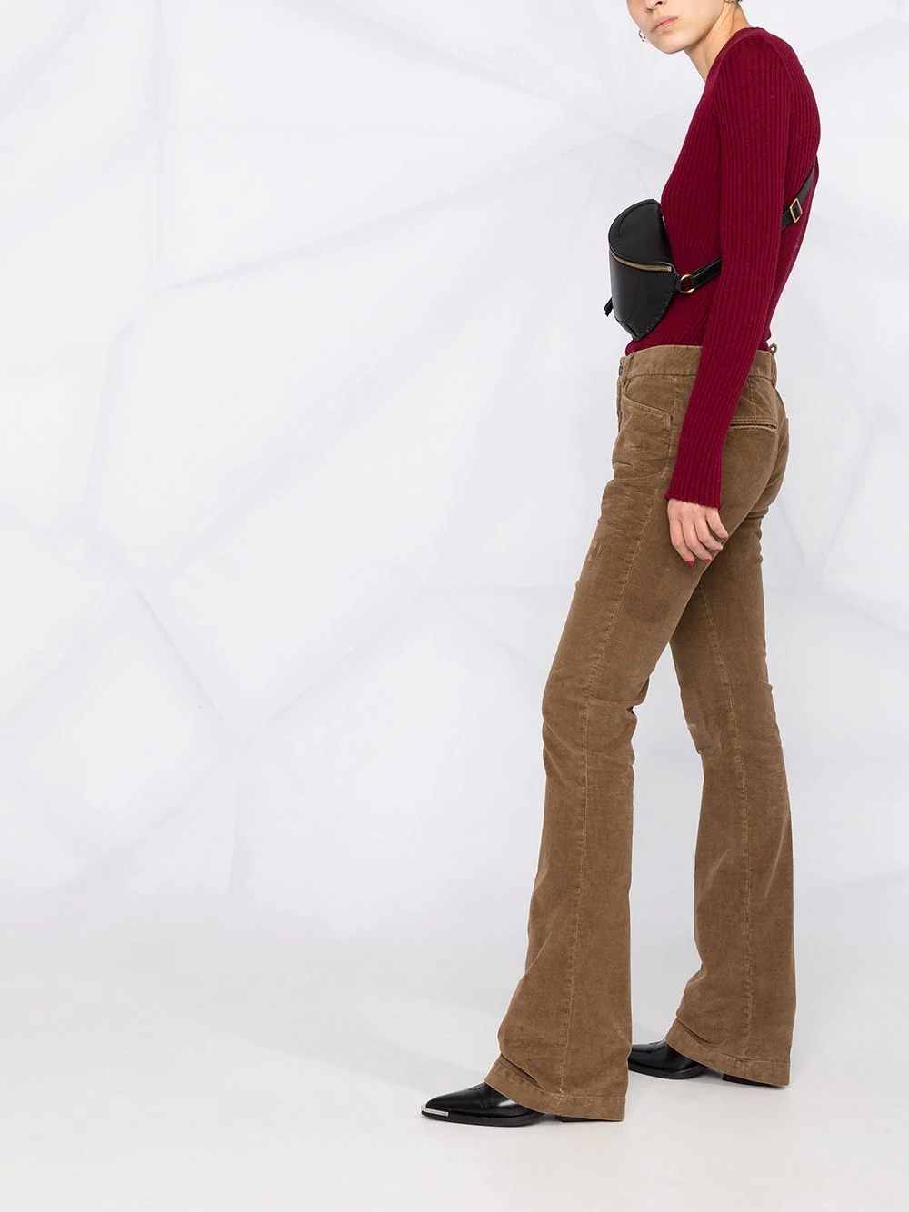 distressed flared corduroy trousers - 6