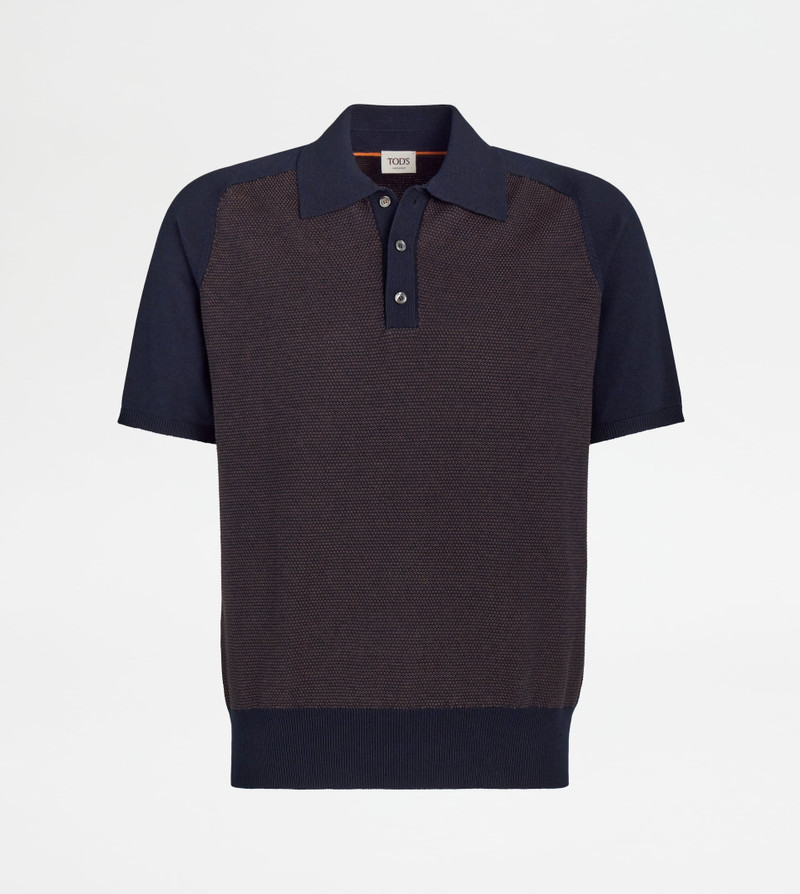SILK BLEND POLO SHIRT - BLUE 1