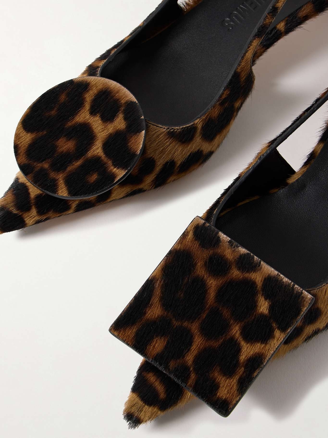 Duelo embellished leopard-print calf hair slingback pumps - 4