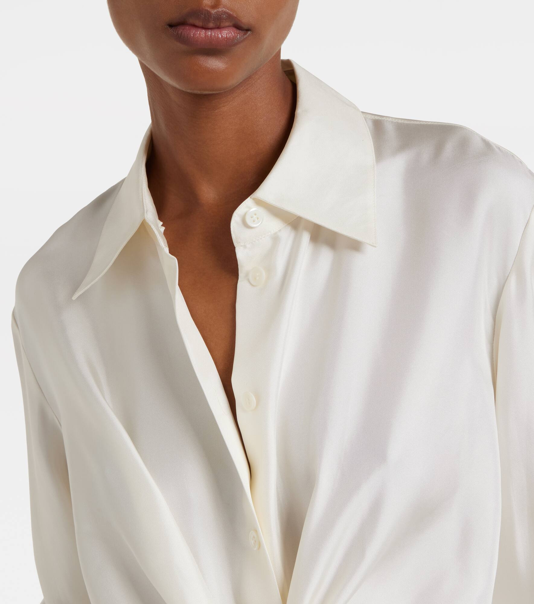 Draped silk satin shirt - 4