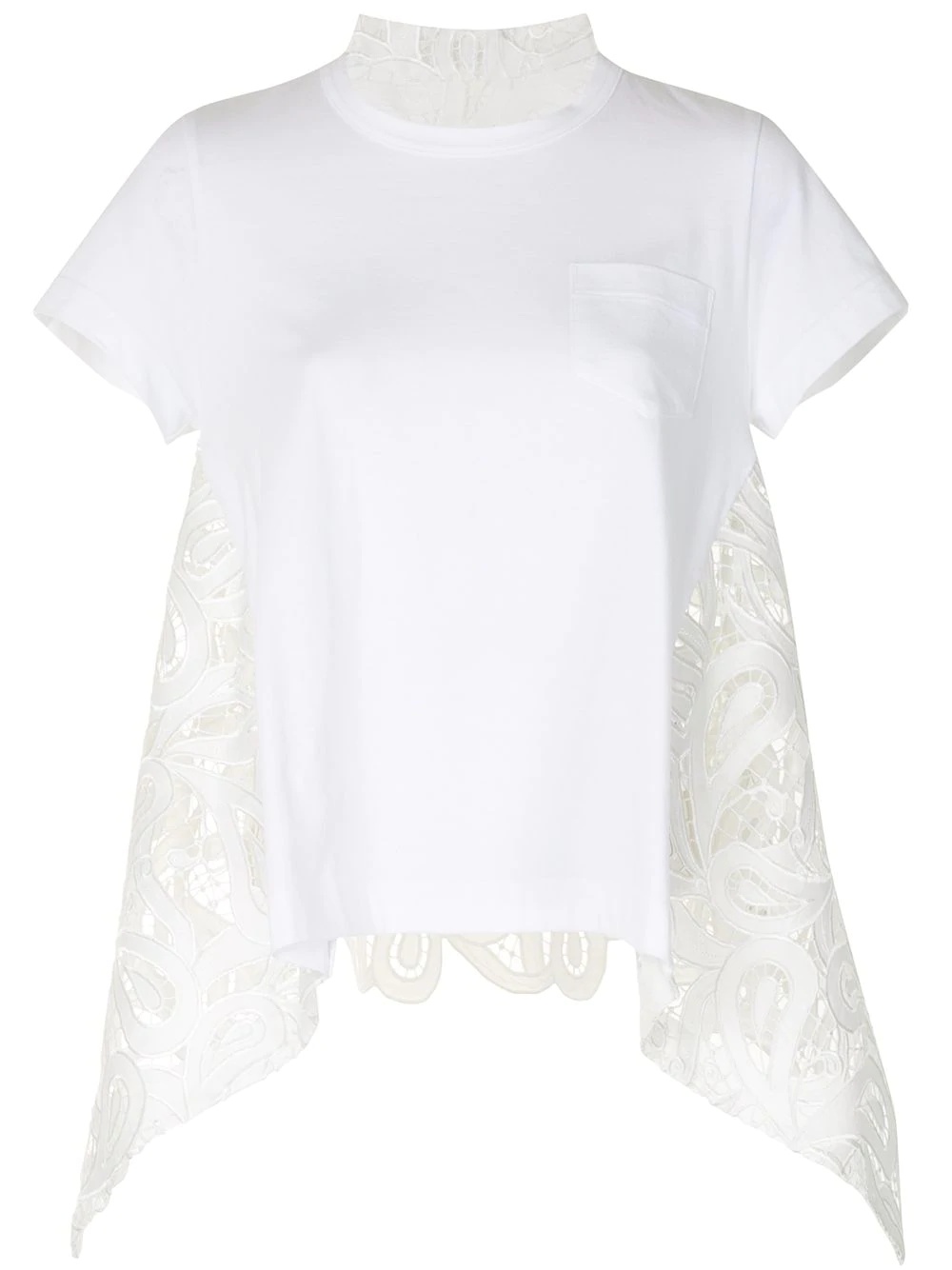 lace panel T-shirt - 1