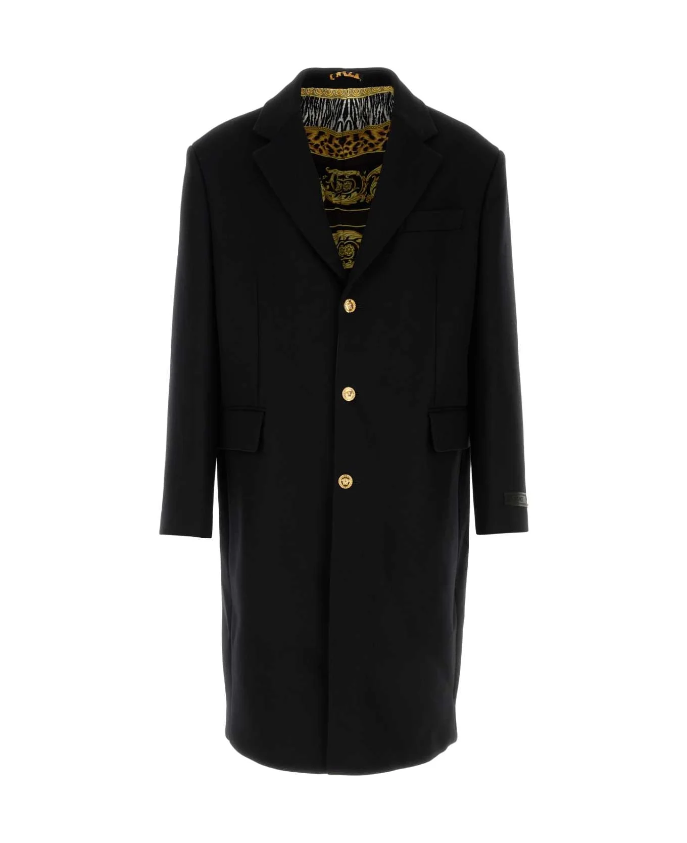 Black Wool Blend Coat - 1