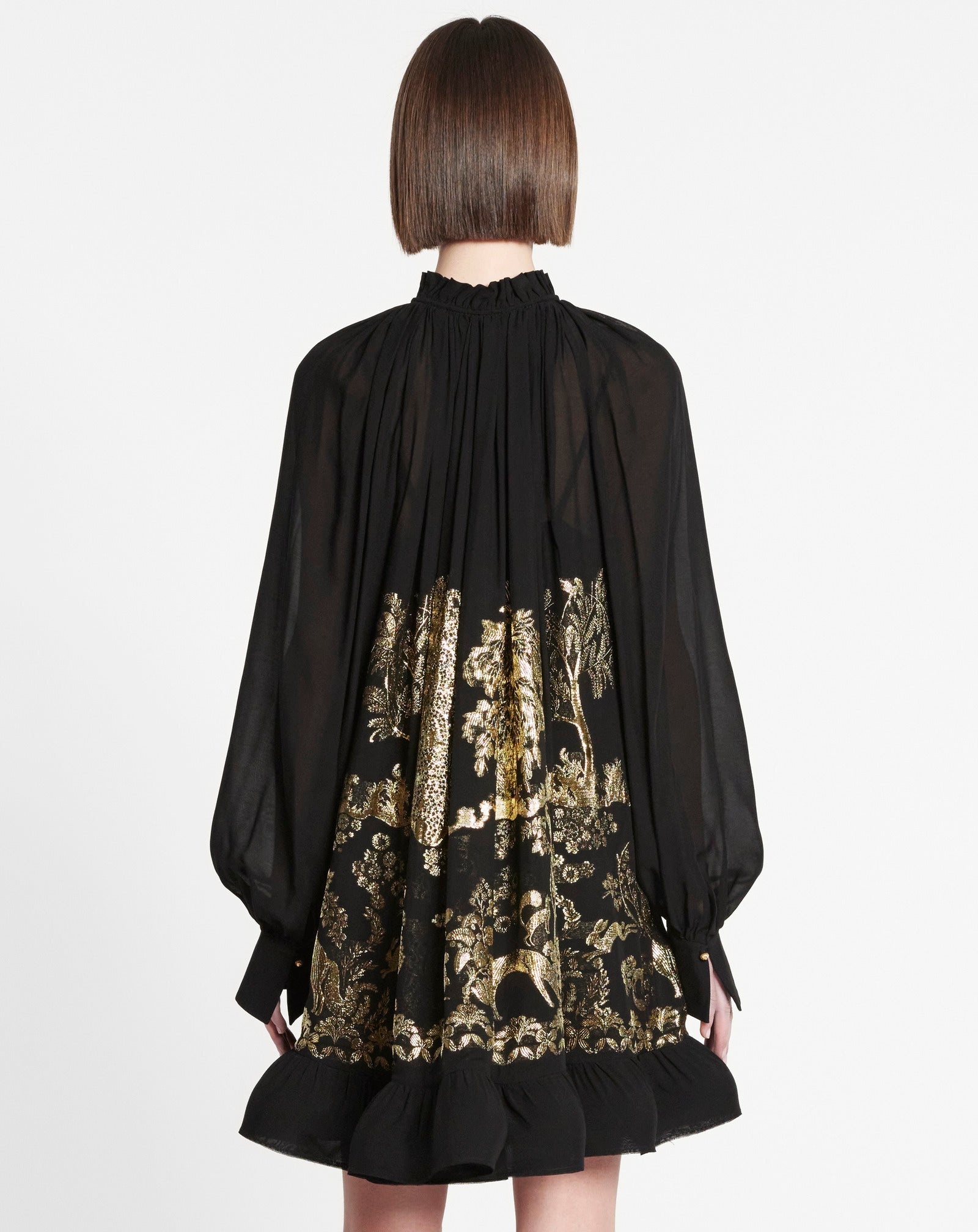 LONG-SLEEVE DRESS IN SILK JACQUARD - 4