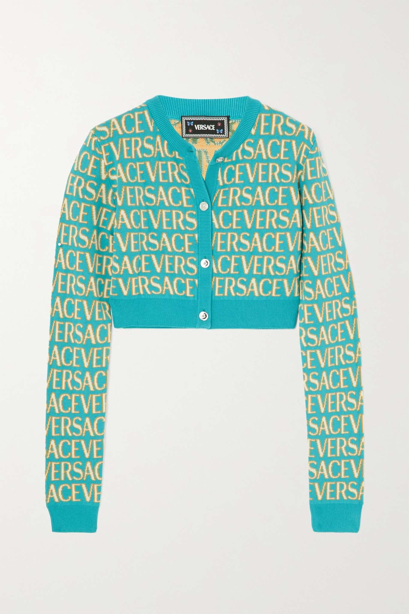 + Dua Lipa cropped cotton-blend jacquard cardigan - 1