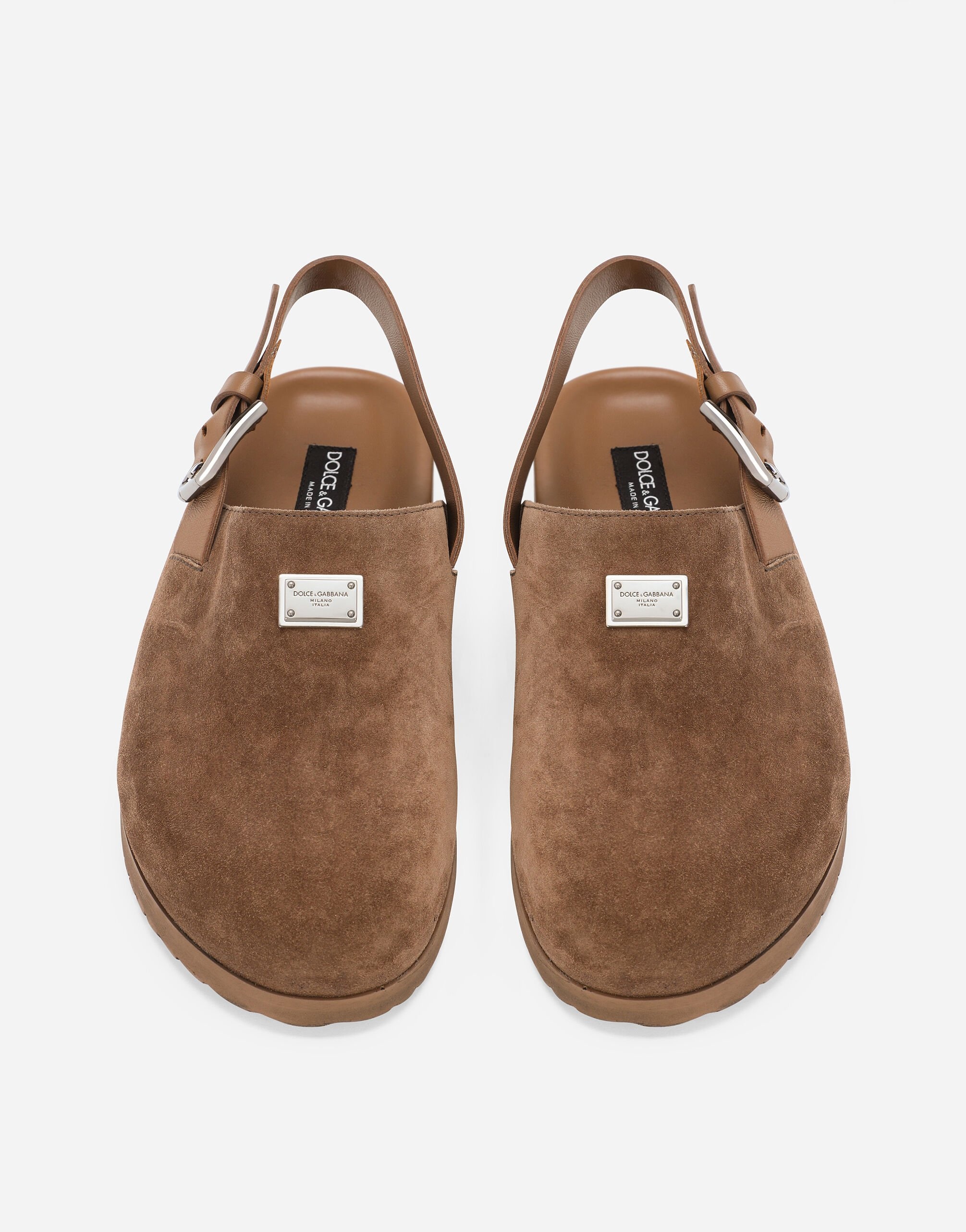 Suede mules with logo tag - 5