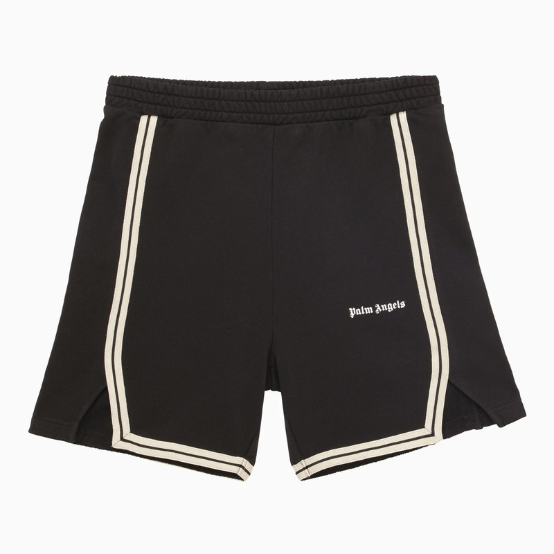 Black and white cotton shorts with logo - 1