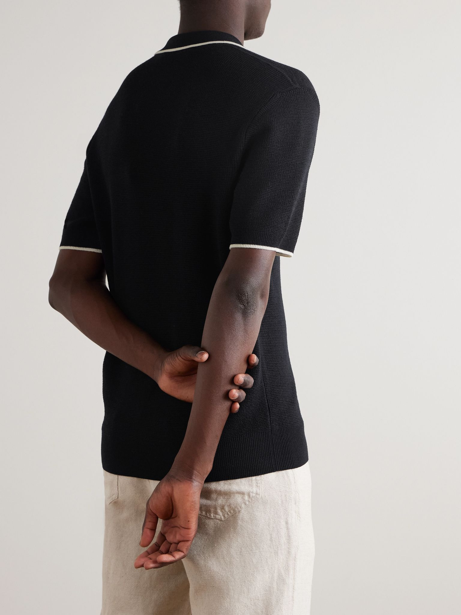 Horton Merino Wool Polo Shirt Navy - 3