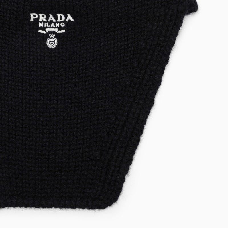 Prada Prada Blue Cashmere Neck Warmer With Logo Men
