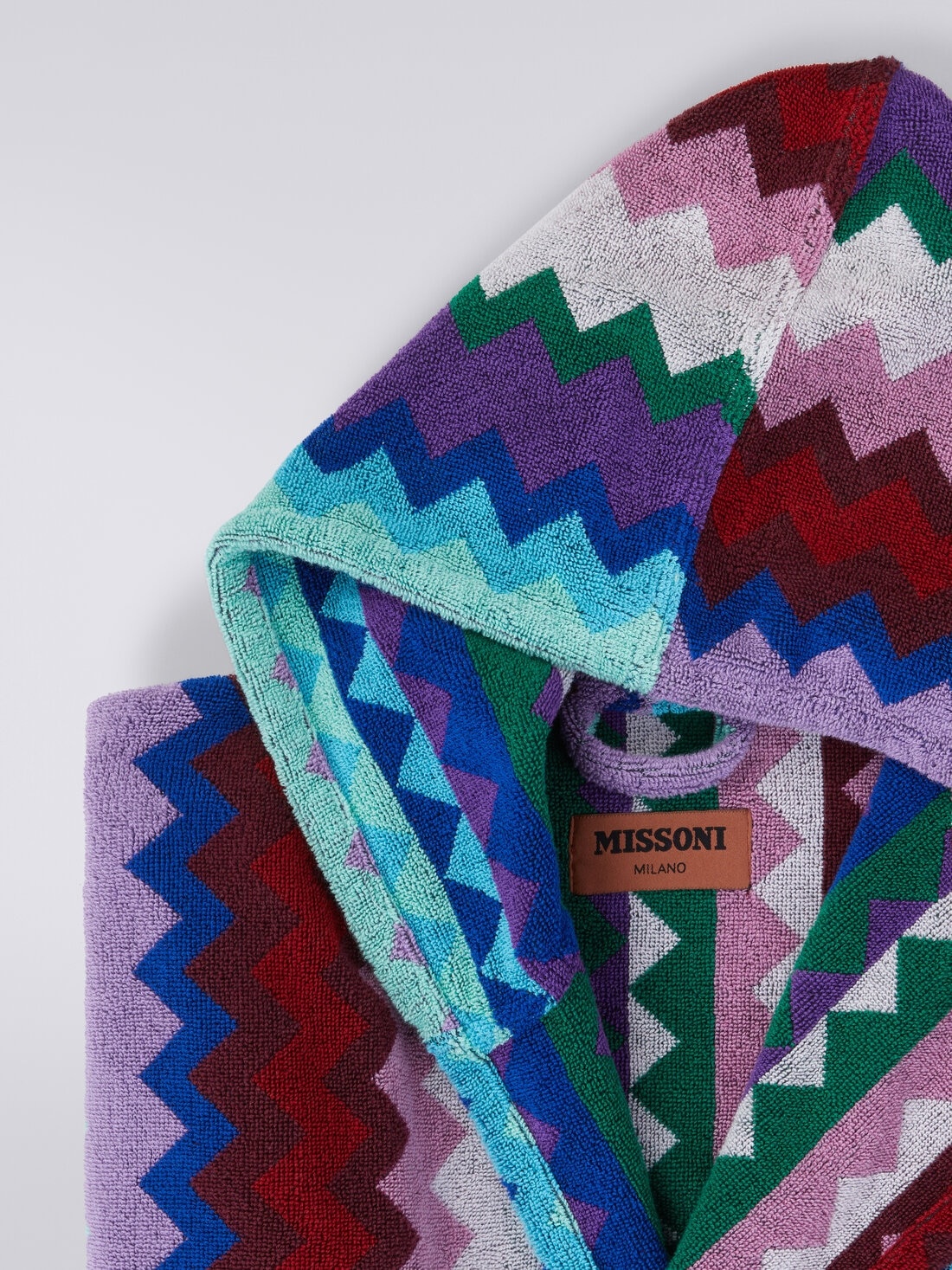 Long Chantal chevron cotton terry hooded bathrobe - 3