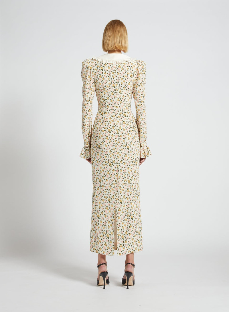 꽃 PRINT SILK 드레스와 단추 5