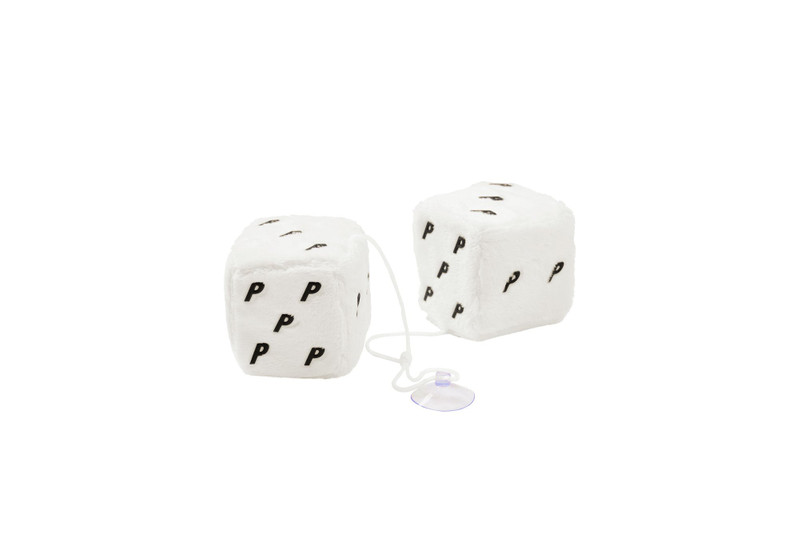 FUZZY HANGING DICE WHITE 1