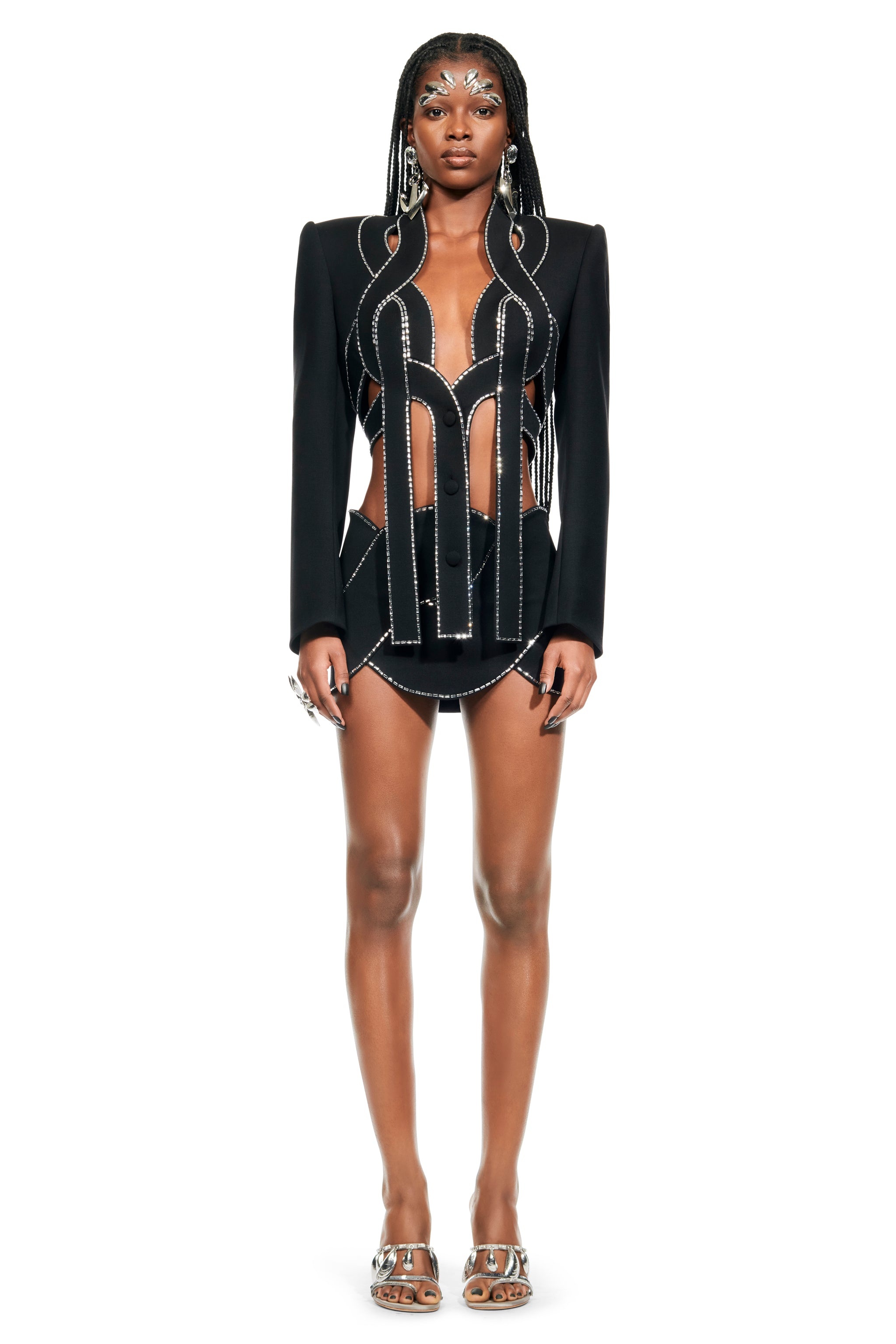 CRYSTAL ROPE CROPPED BLAZER - 4