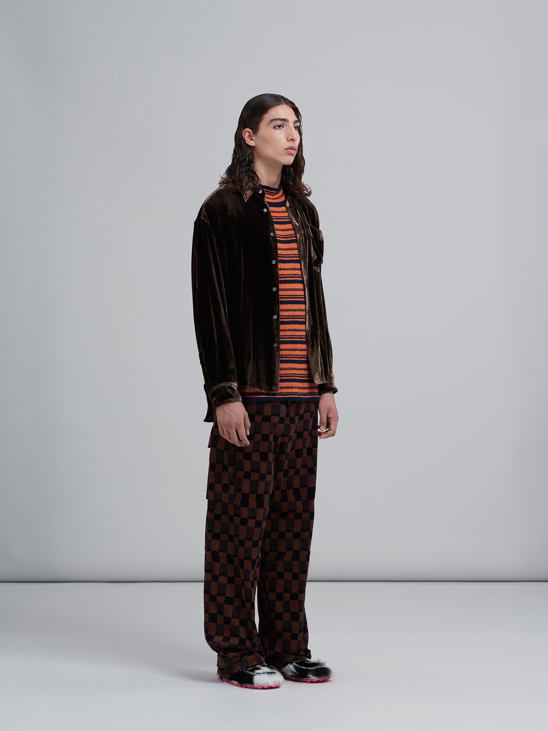 ICONIC DAMIER PRINT CORDUROY CARGO TROUSERS - 6