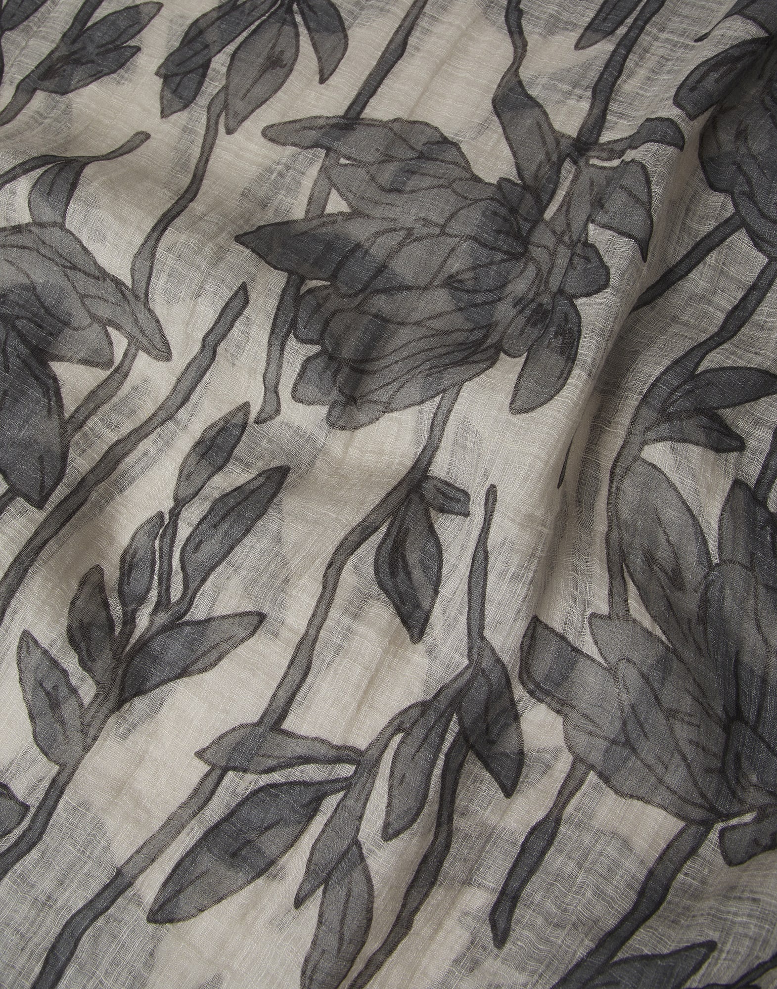 Magnolia print linen scarf - 3