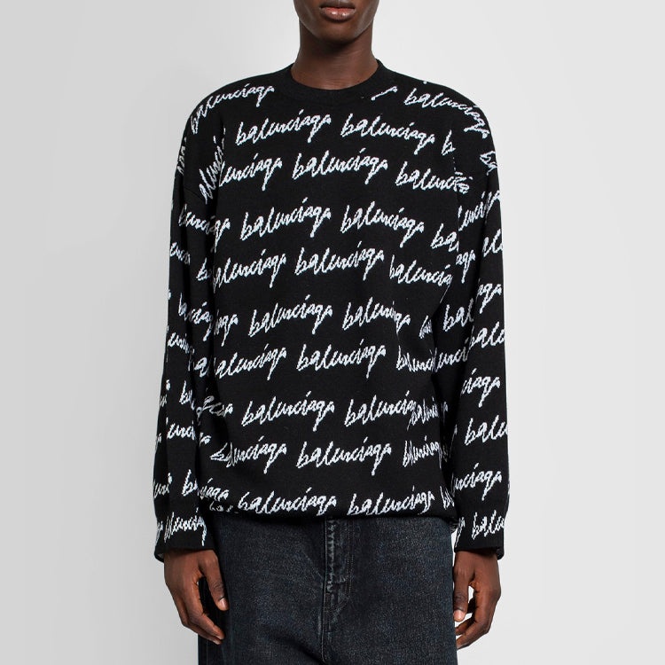 Balenciaga All Over Logo Jumper 'Black' 625984T31841070 - 3