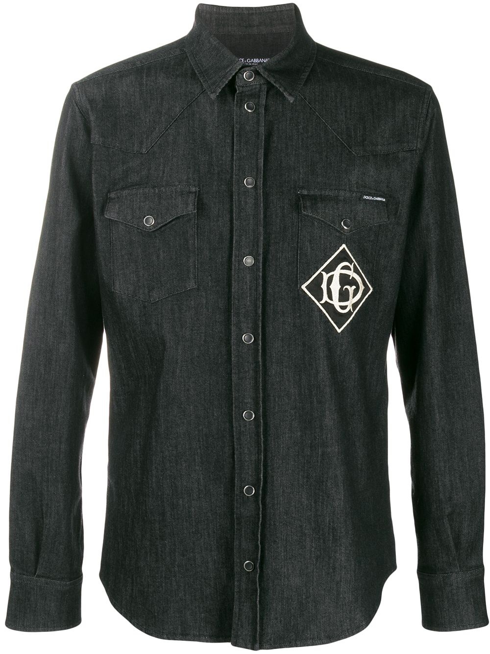 embroidered logo denim shirt - 1