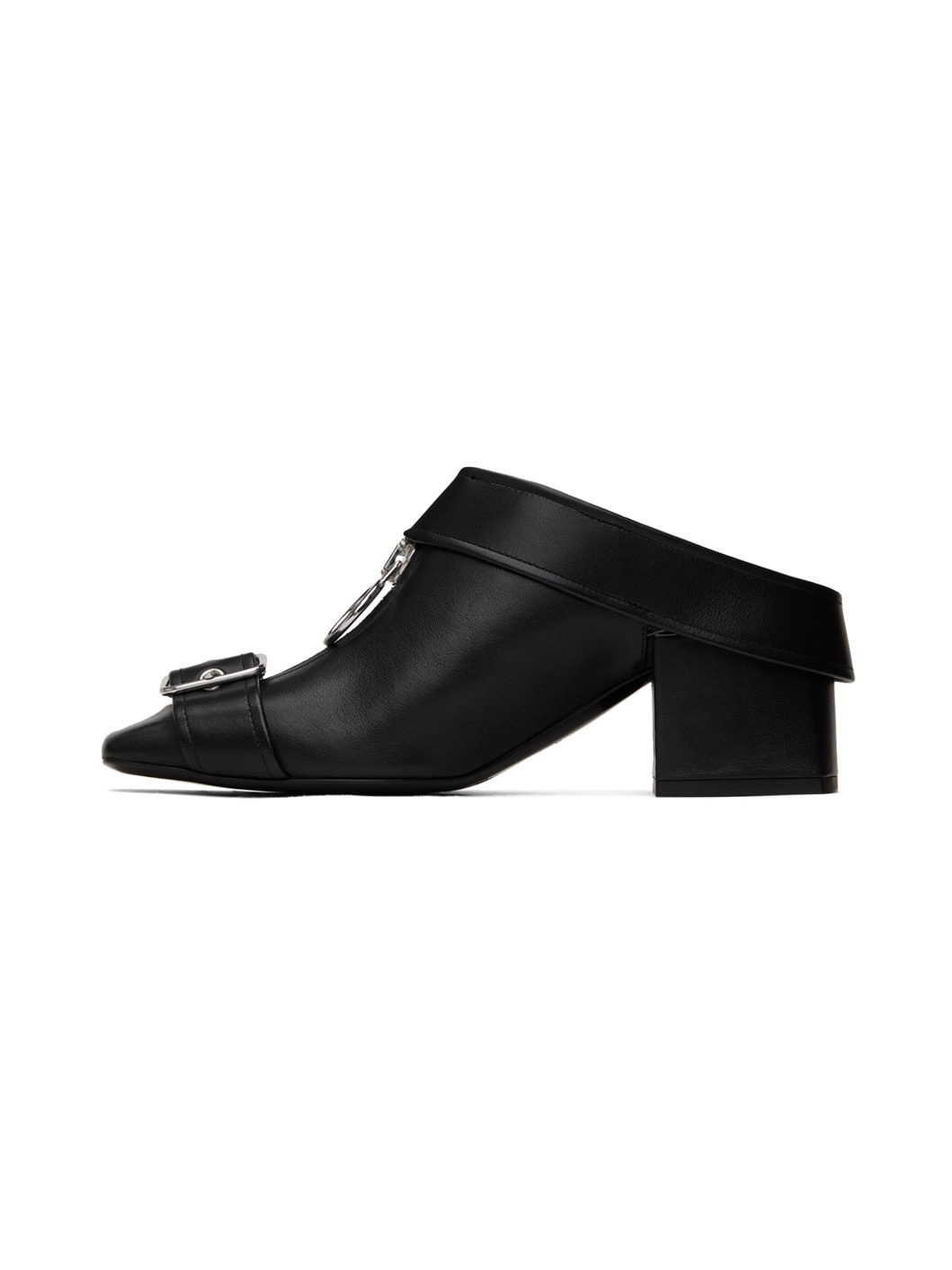 Black Gogo Leather Mules - 3