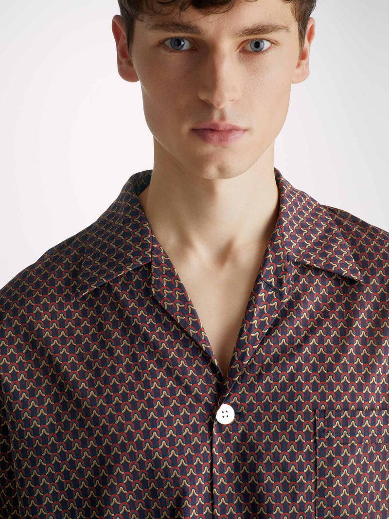 Derek Rose Men's Classic Fit Pyjamas Ledbury 65 Cotton Batiste Multi outlook