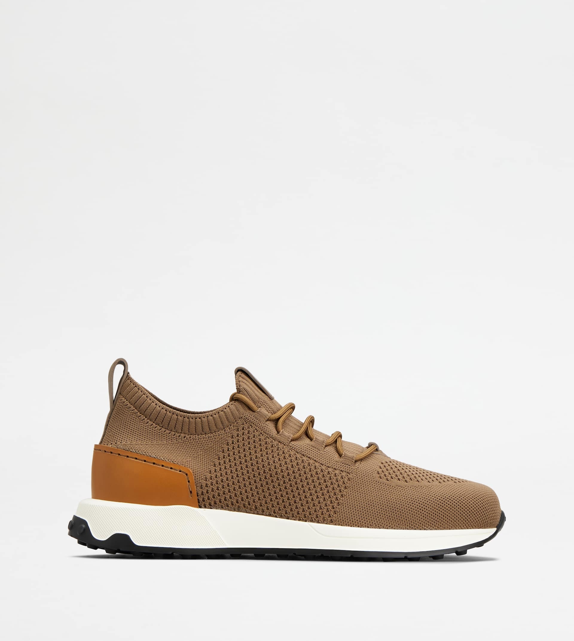 SOCK SNEAKERS IN TECHNICAL FABRIC AND LEATHER - BROWN - 1
