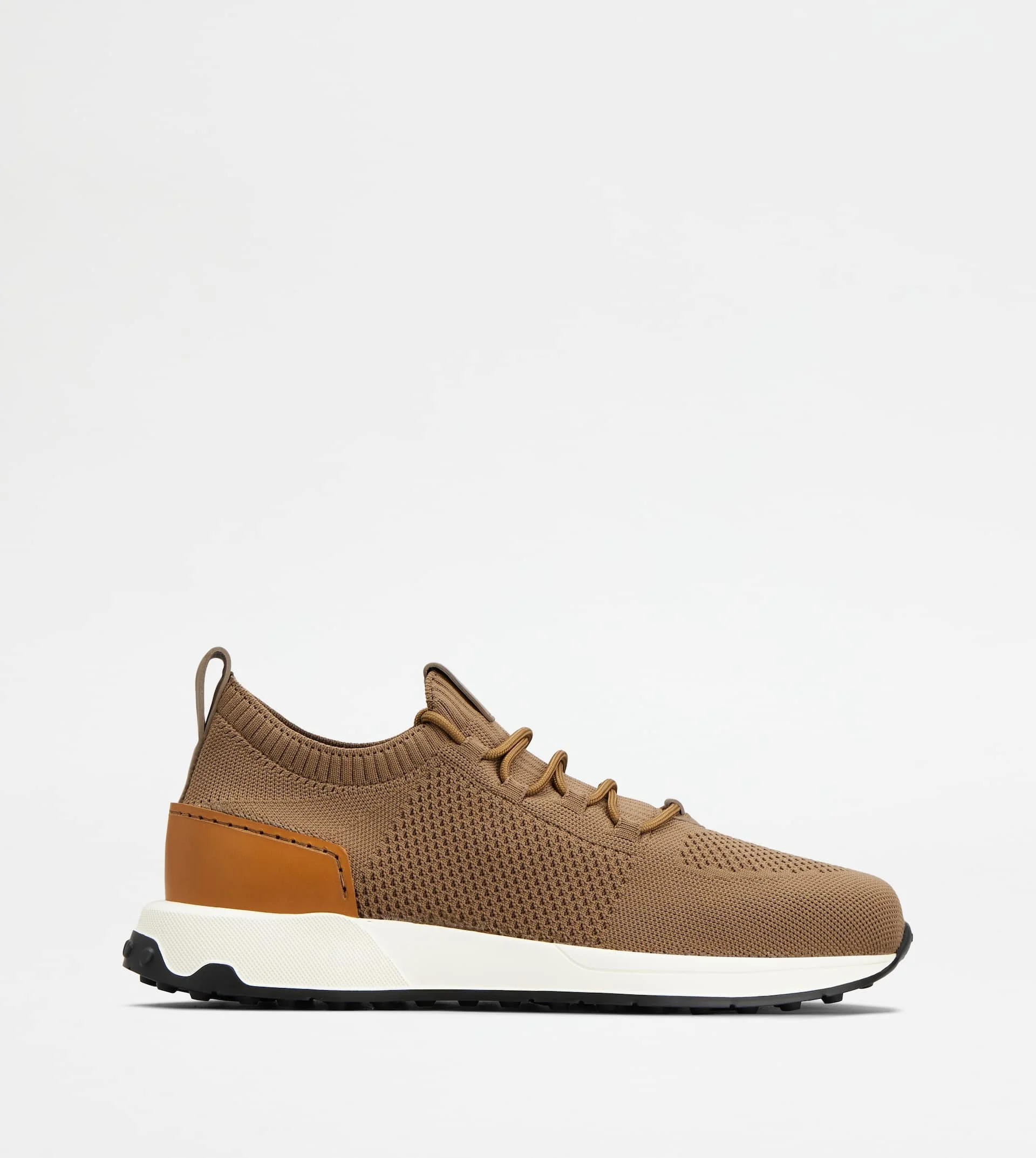 SOCK SNEAKERS IN TECHNICAL FABRIC AND LEATHER - BROWN - 1