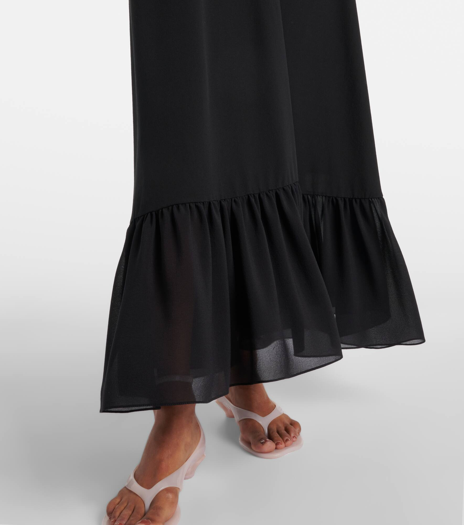 Lace-trimmed silk chiffon midi dress - 5