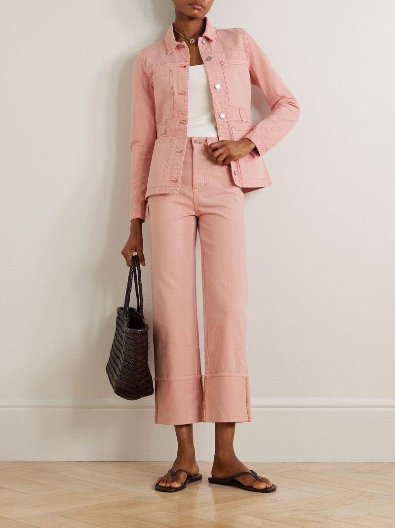 VERONICA BEARD Dylan cropped high-rise straight-leg jeans Pastel pink outlook