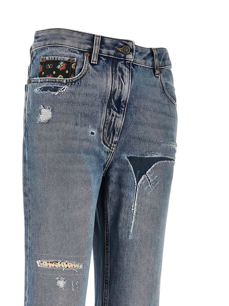 Valentino floral-embroidered ripped jeans outlook