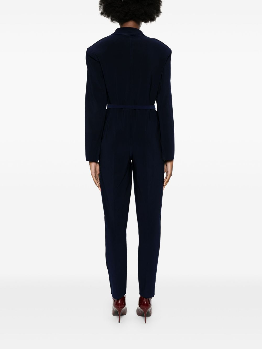 long-sleeved belted jumpsuit - 4