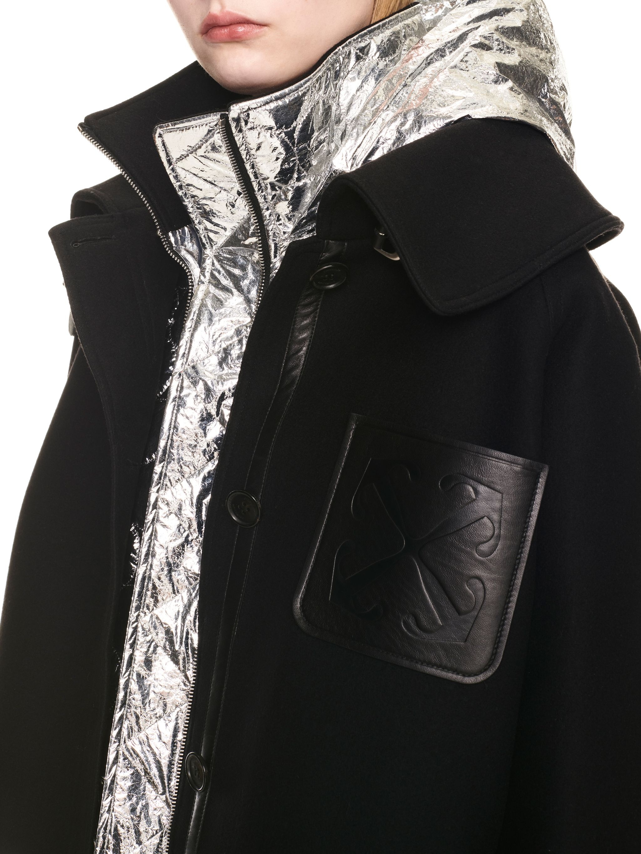 Brush Wo Mirror Padded Parka Black Silve - 5