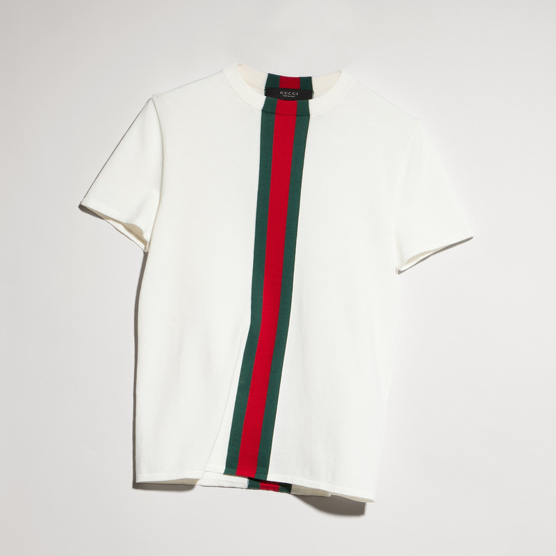 Knit cotton T-shirt with Web intarsia - 1