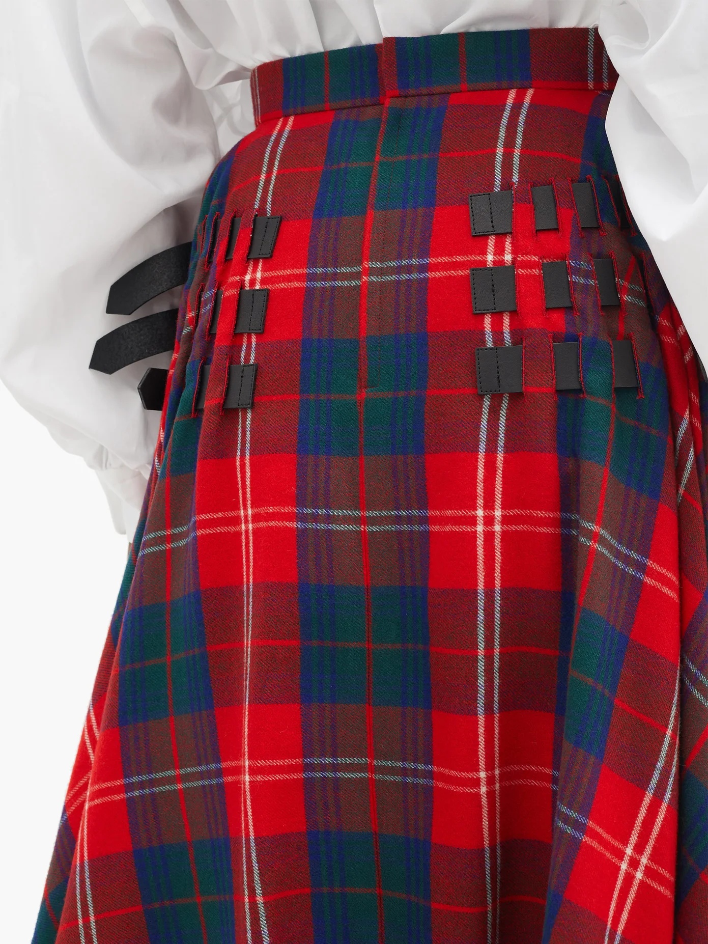 Buckled-strap high-rise tartan wool-blend skirt - 4