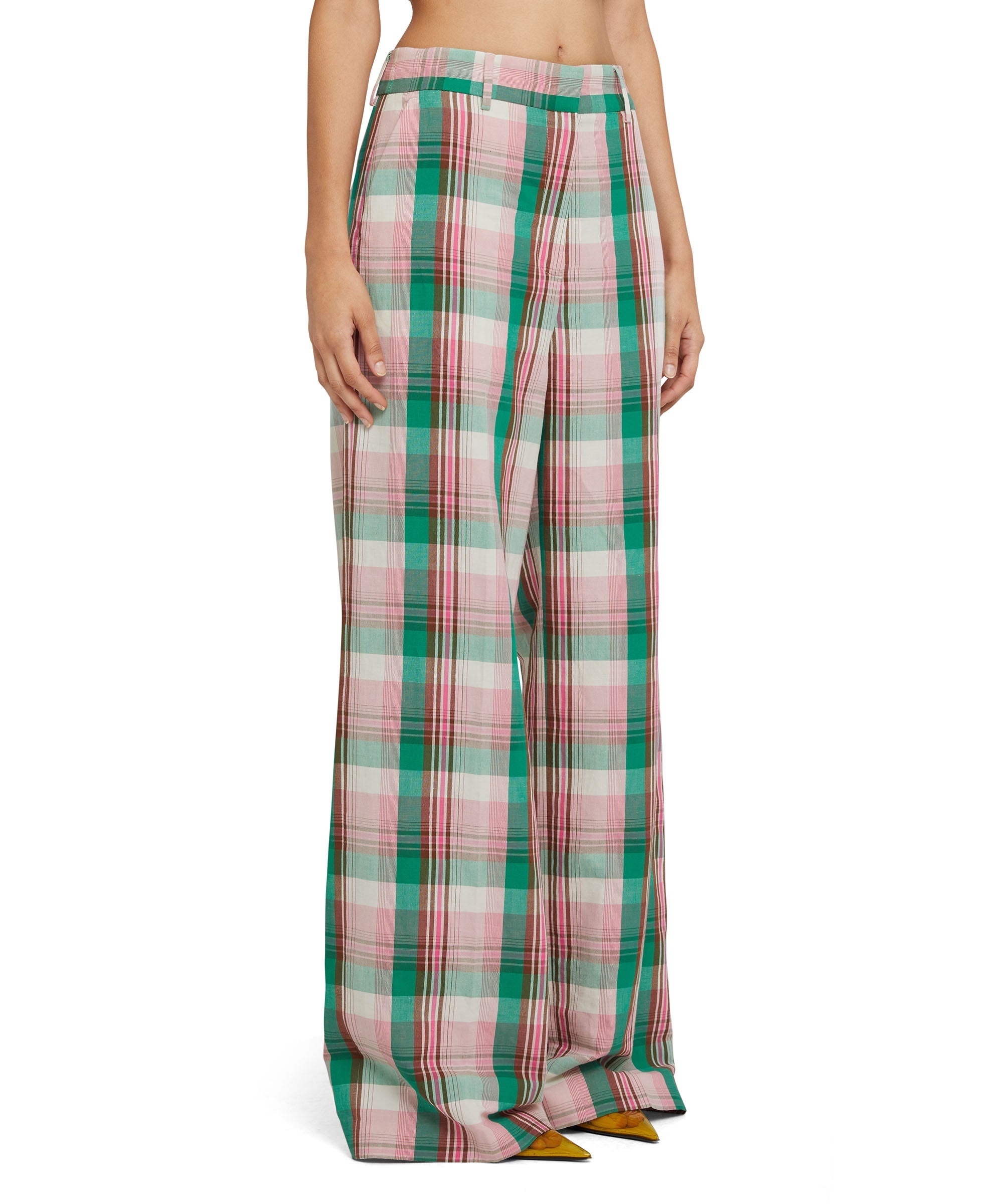 Madras linen tailored pants with straight legs - 5