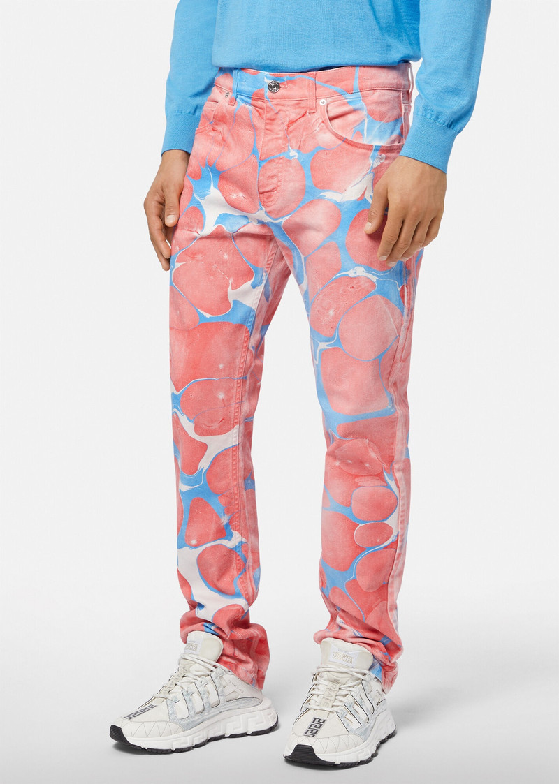 VERSACE Water-Painted Denim Jeans outlook