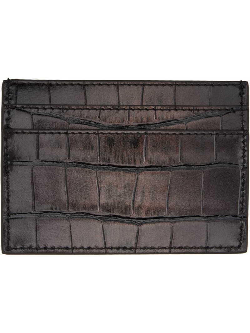 VERSACE Brown Embossing Degrade Croco Card Holder outlook