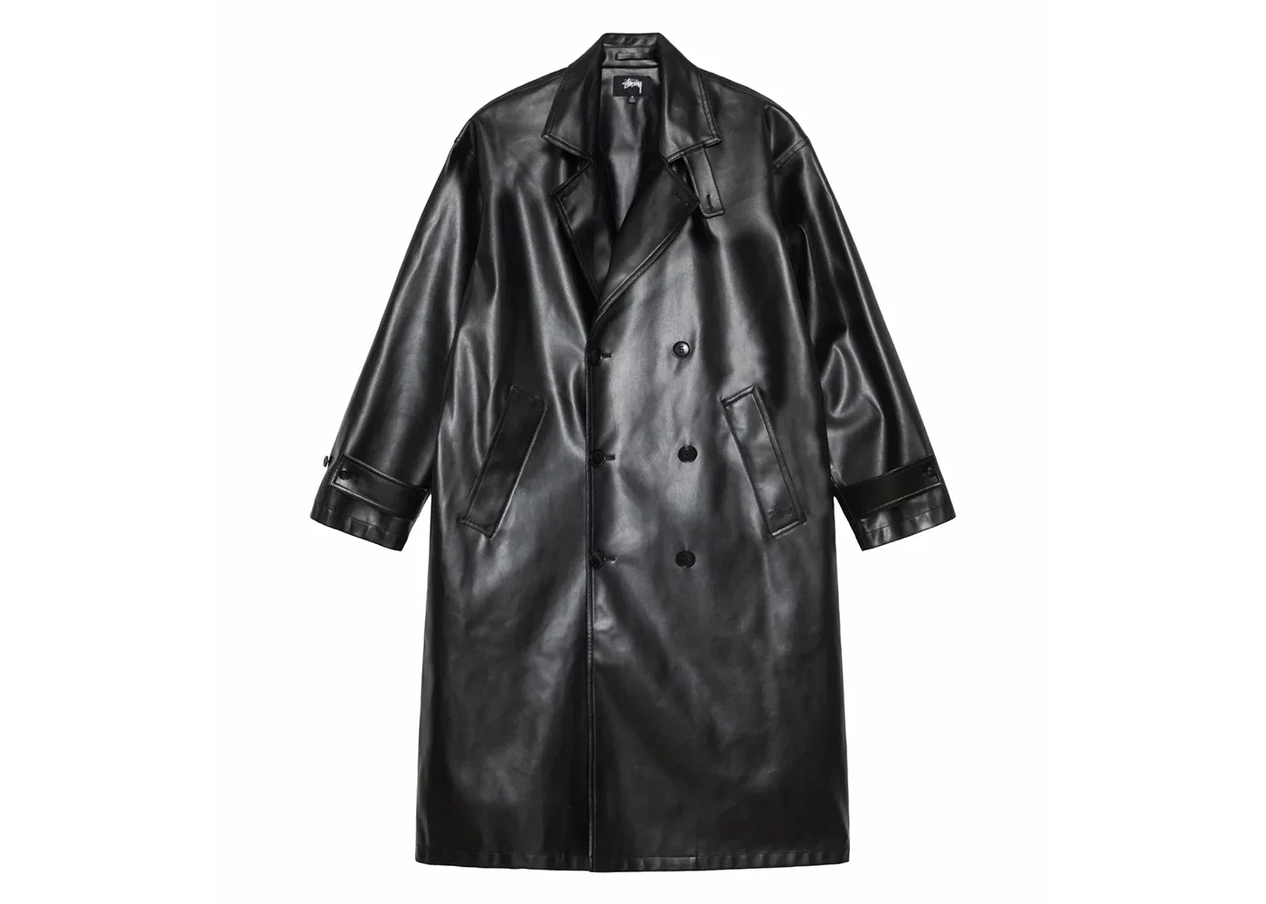 Stussy Double Breasted Trench Coat Black - 1