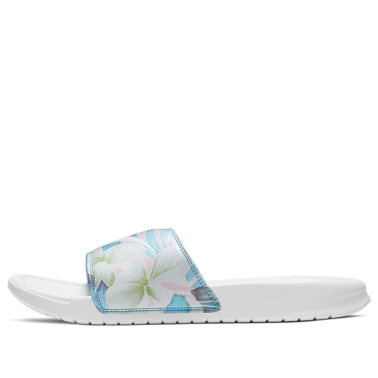 (WMNS) Nike Benassi JDI Floral Flowers White Blue Slippers 'White Blue' 618919-115 - 1