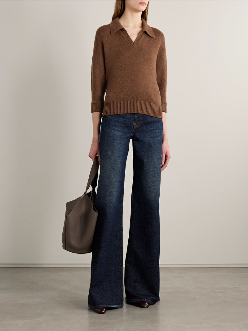 KHAITE Herve cashmere polo sweater Tan outlook