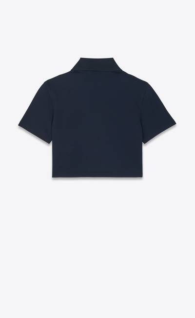 SAINT LAURENT monogram cropped polo shirt in cotton piqué outlook