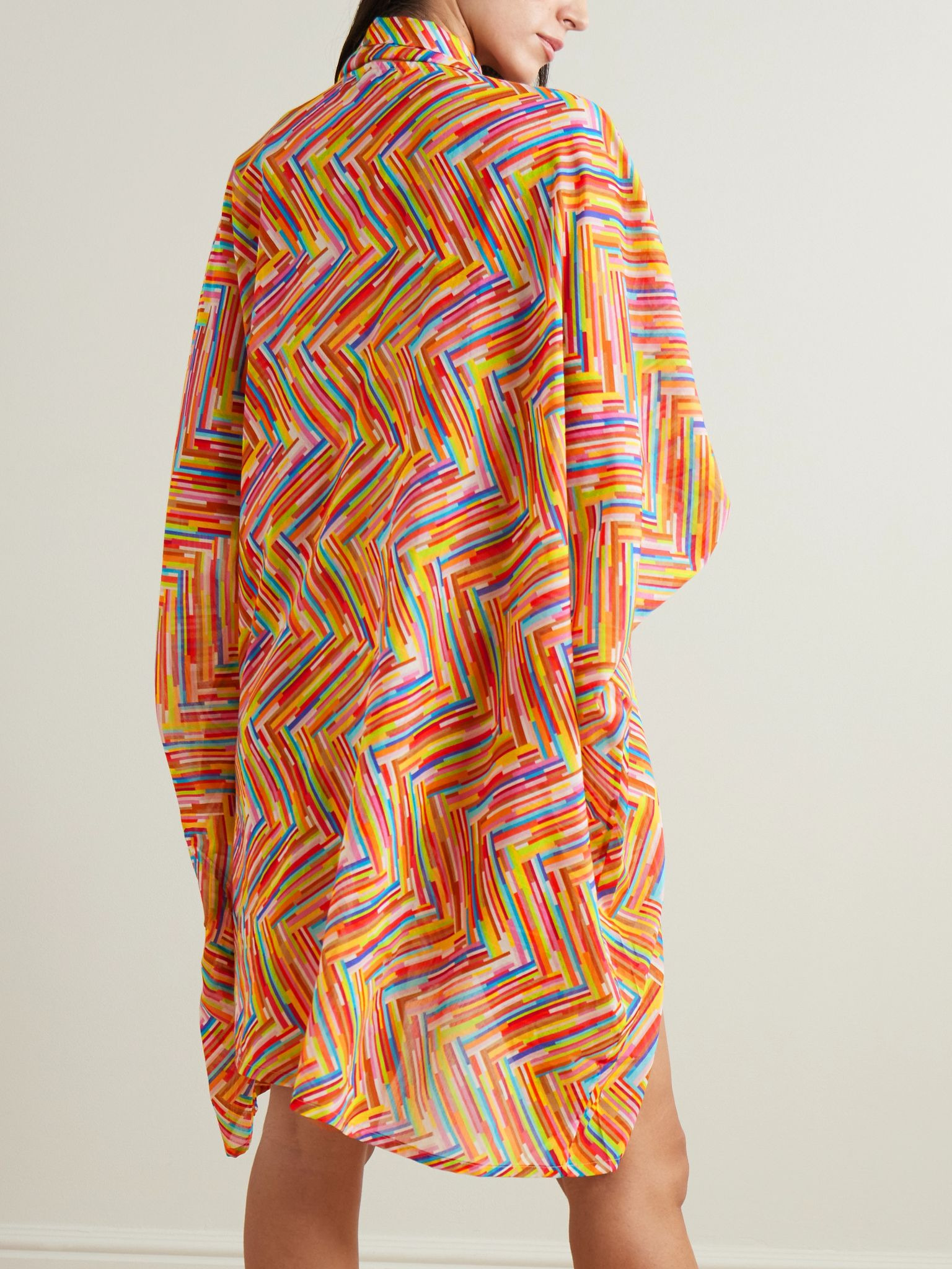 Mare pussy-bow printed cotton and silk-blend voile kaftan Multi - 3